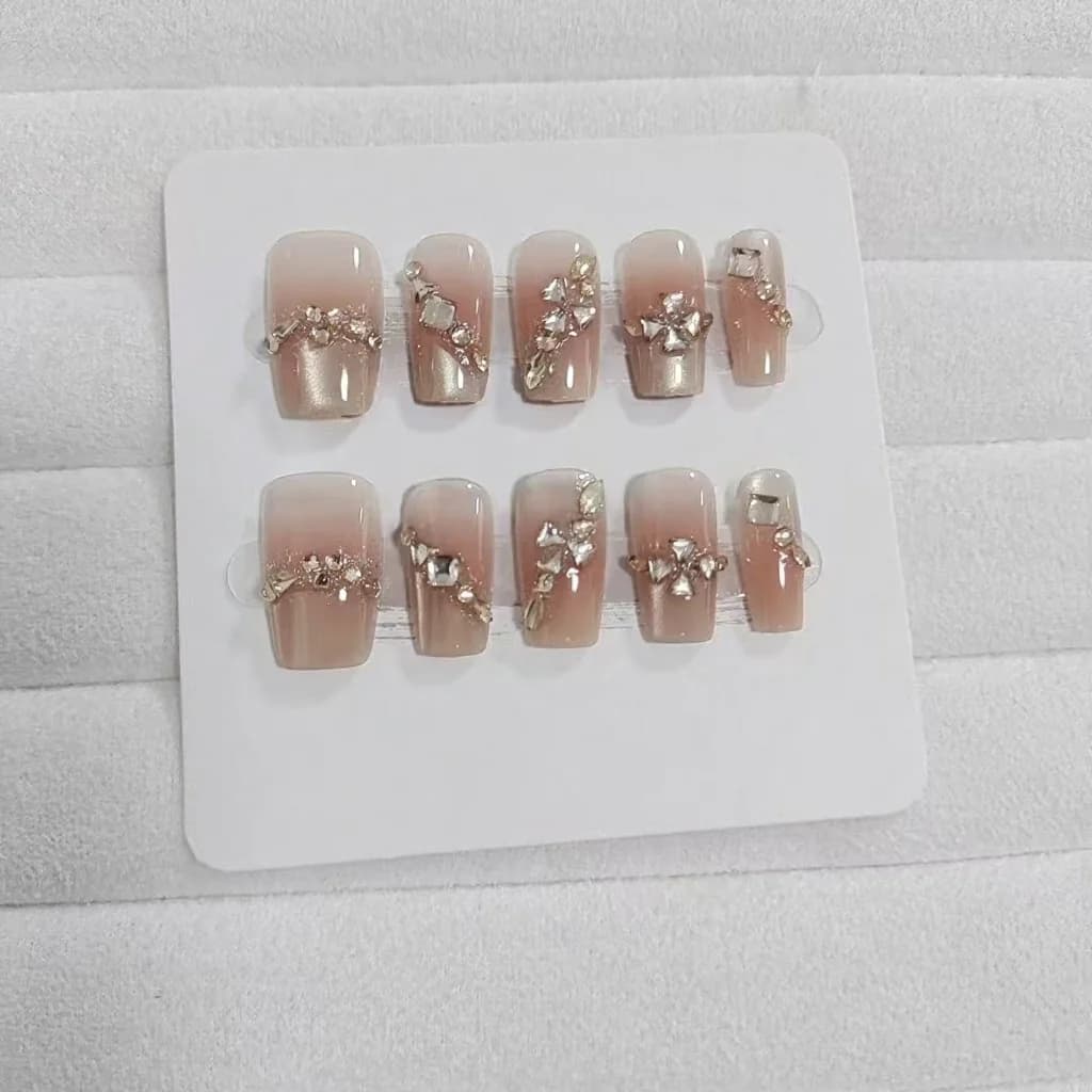Kuku Palsu Berlian Imitasi Corak Bintang, Set 30 Keping